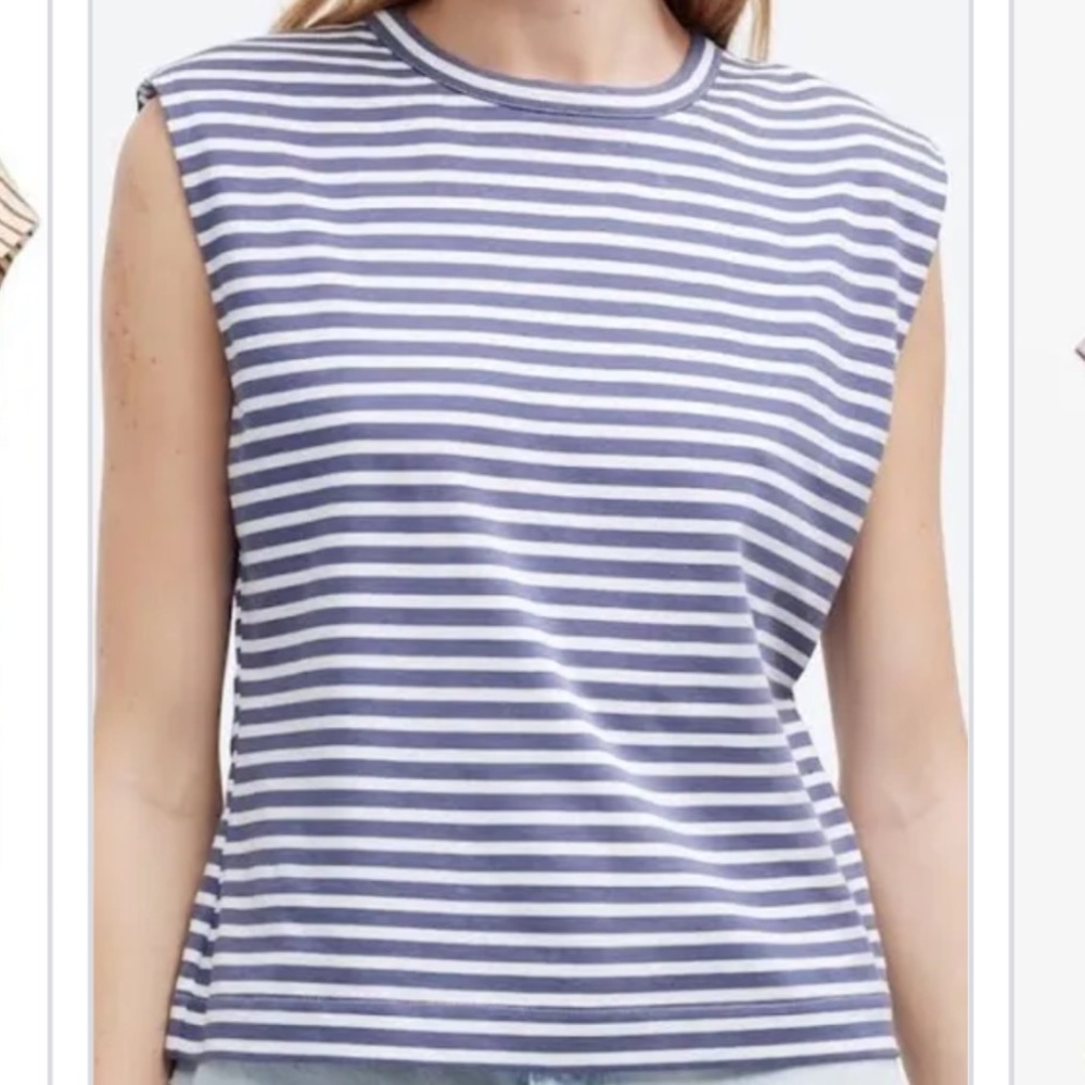 Madewell Striped Cap Sleeve Top with Shoulder Pads